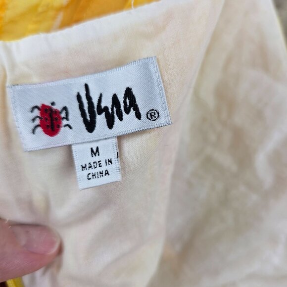 Vera Womens Yellow & White Striped Multicolor Spaghetti Strap Summer Top Medium - Picture 5 of 9